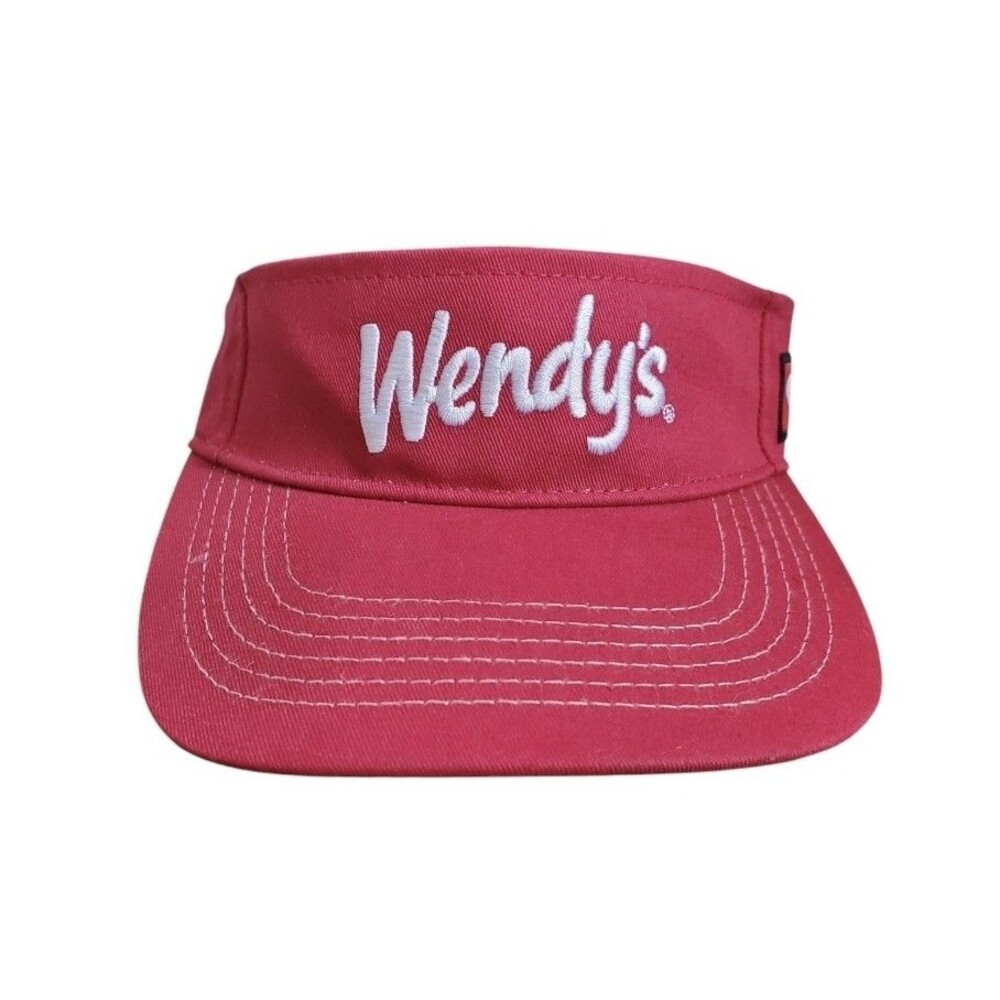 Wendy's Employee Visor Hat Cap Adjustable Dark Red Dave Thomas Foundation